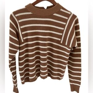 Banana Republic Brown&White Striped Boxy cropped sweater.
